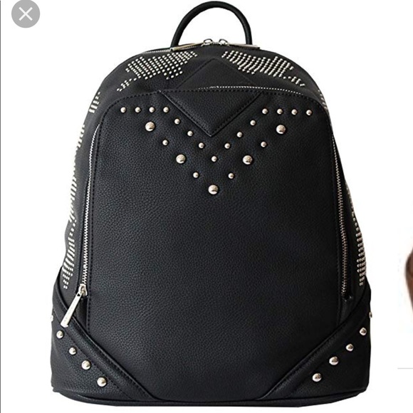 David Jones Paris Handbags - David Jones Studded Black Backpack
